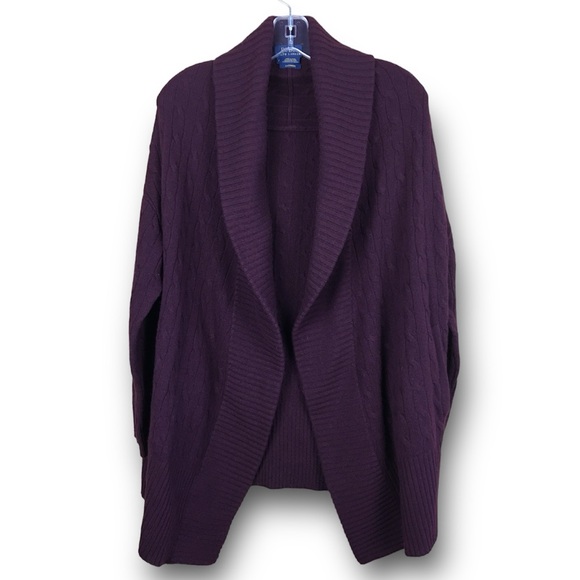 POLO Ralph Lauren 100% Cashmere Open Front Cable Knit Cardigan Sweater Size S - Picture 3 of 10